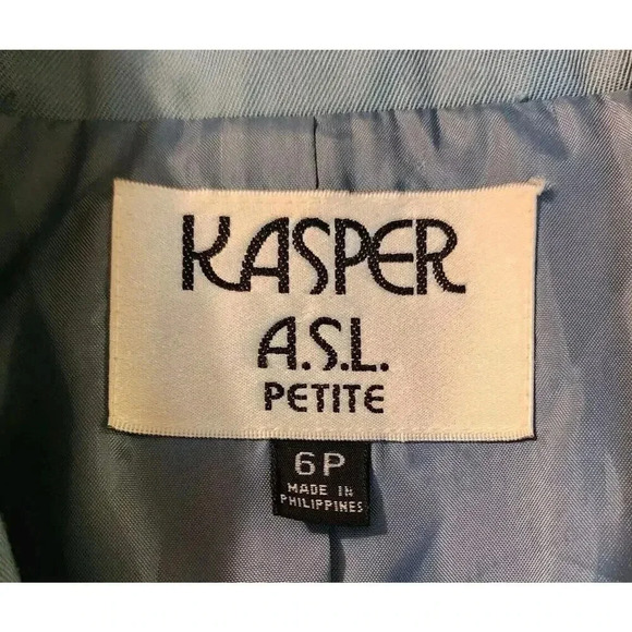 Kasper ASL Skirt Suit Set Womens Sz 6 Petite Green Skirt And Jacket Button Down - Picture 14 of 14